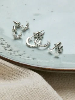 Best Fat Face FatFace Silver Tone Star and Moon Multi Pack Earrings