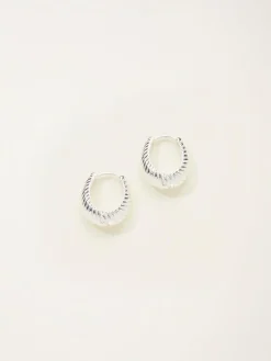 Discount Fat Face FatFace Silver Tone Textured Hoop Earrings