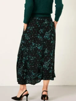 Sale Fat Face FatFace Skye Black Winter Meadow Midi Skirt