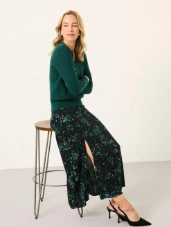 Sale Fat Face FatFace Skye Black Winter Meadow Midi Skirt