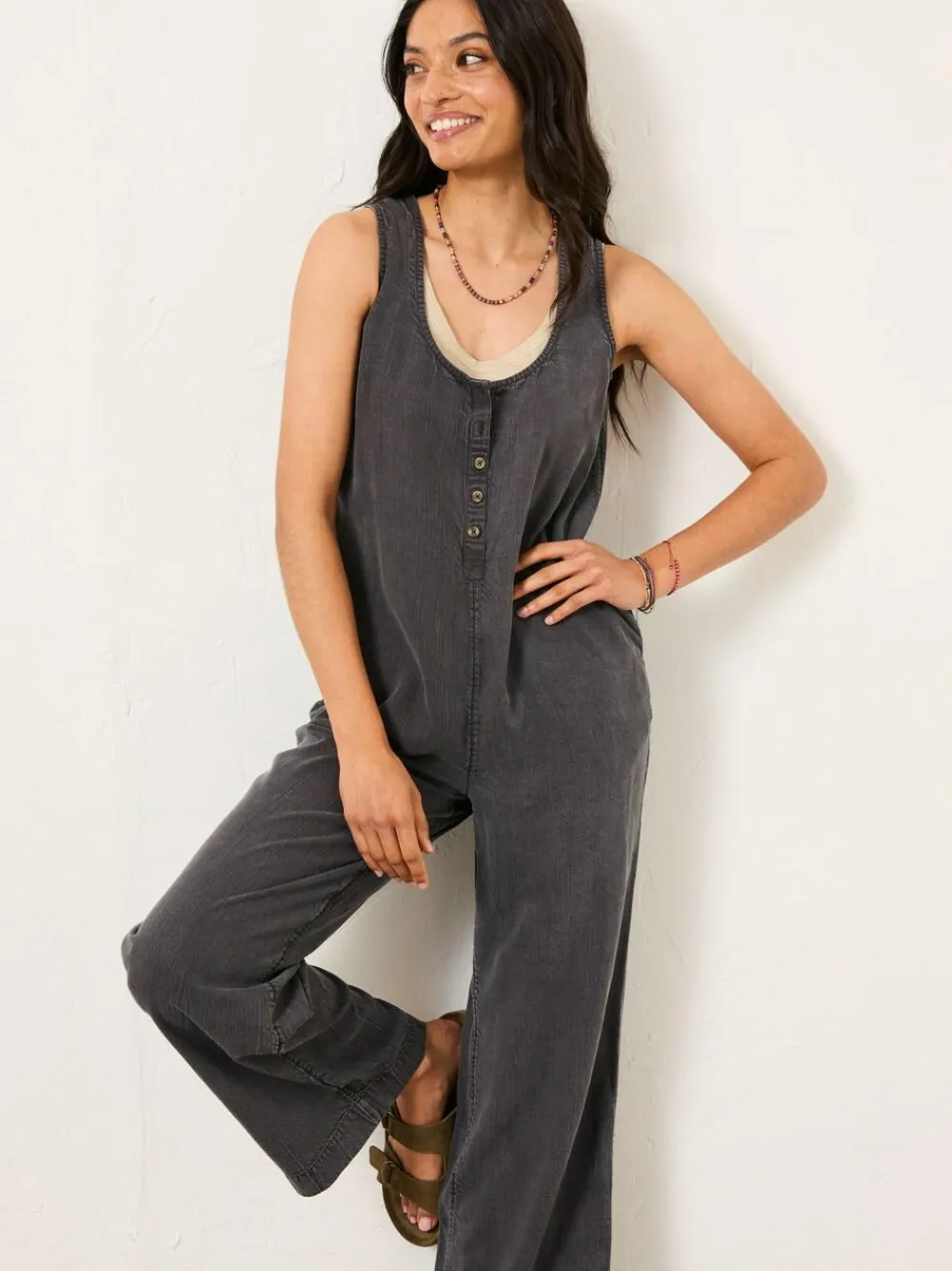 Fat Face FatFace Tara Charcoal Grey Dungarees^Women Jumpsuits & Playsuits