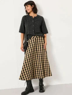 Fat Face FatFace Tilda Black Check Midi Skirt^Women Skirts