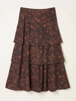 Fat Face FatFace Tonia Black Circle Floral Midi Skirt^Women Skirts