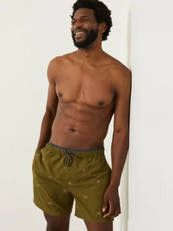 Online Fat Face FatFace Trevose Khaki Green Embroidered Starfish Swim Shorts