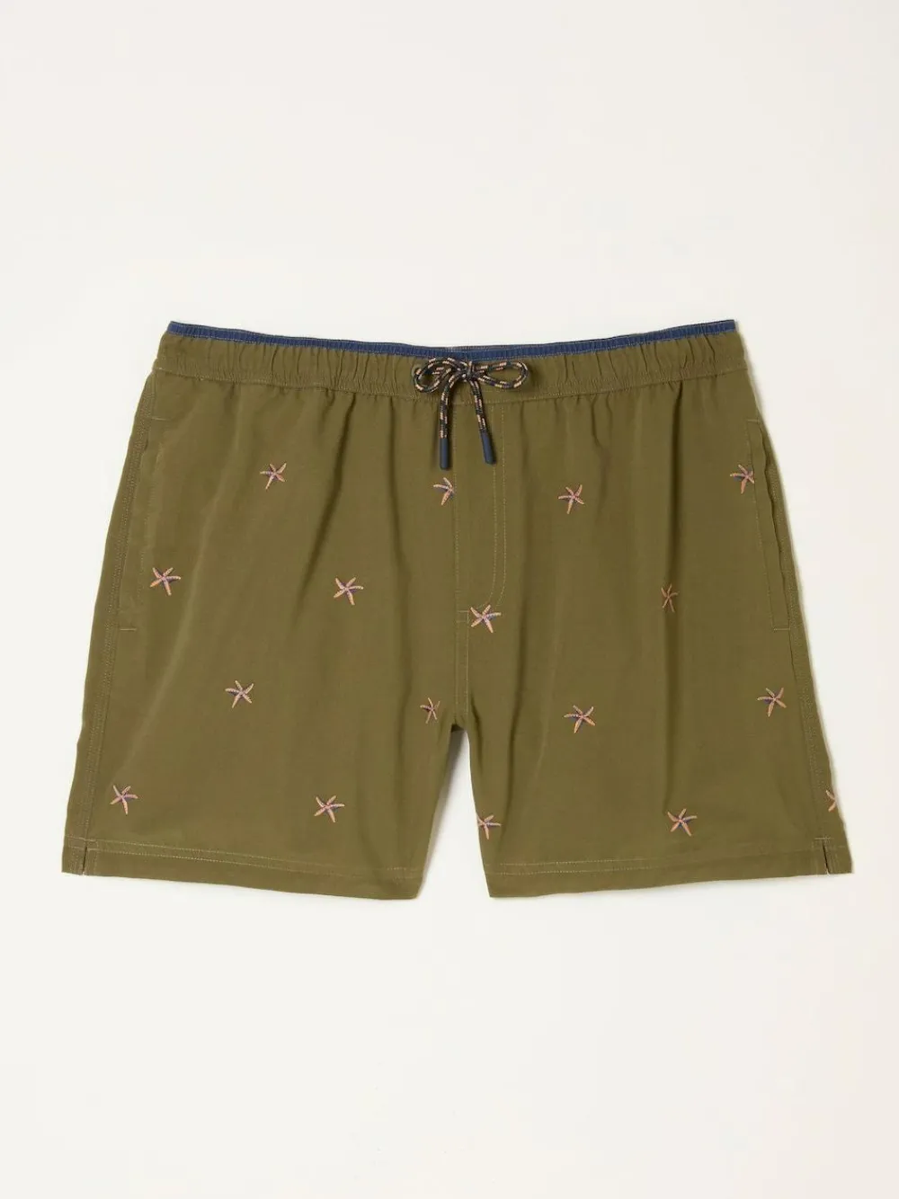 Online Fat Face FatFace Trevose Khaki Green Embroidered Starfish Swim Shorts