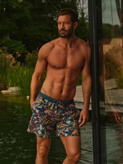 Fat Face FatFace Trevose Teal Blue Jungle Print Swim Shorts^ Swimwear