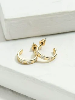 Online Fat Face FatFace Enamel Daisy Stud Earrings White