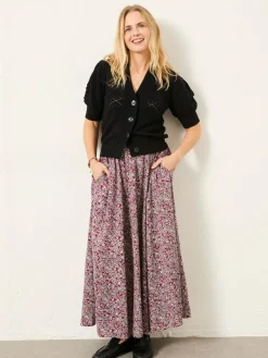Online Fat Face FatFace Willow Midi Skirt Plum Purple 2 Tone Floral