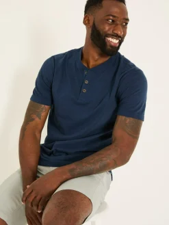 Sale Fat Face FatFace Woodside Navy Slub Henley T-Shirt