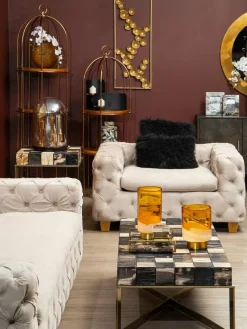 Fifty Five South Amber Cleo Glass Vase with Gold Finishing