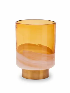 Fifty Five South Amber Cleo Glass Vase with Gold Finishing