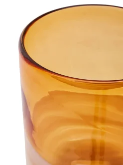 Fifty Five South Amber Cleo Glass Vase with Gold Finishing