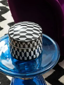 Discount Fifty Five South Black White Marlo Ceramic Trinket Box with Lid