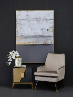 Fifty Five South White/Gold Kya Ceramic Jar with Lid^ Storage & Organisation