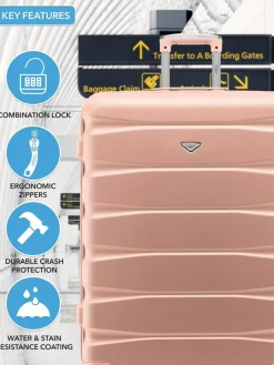 Online CABIN PRO Flight Knight Large Pink Check In Hold Luggage Hardcase Travel Suitcases Set Of 2