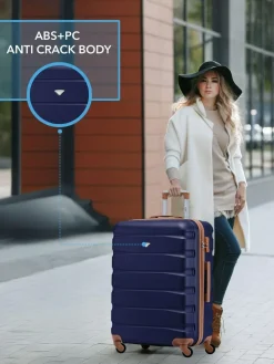 CABIN PRO Flight Knight Medium Blue Check In Hold Luggage Hardcase Travel Suitcases Set Of 2^Women Luggage