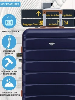 CABIN PRO Flight Knight Medium Blue Check In Hold Luggage Hardcase Travel Suitcases Set Of 2^Women Luggage