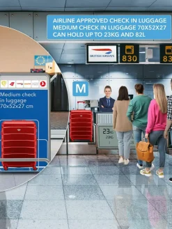 Hot CABIN PRO Flight Knight Medium Red Check In & Small Carry On Hardcase Travel Suitcases Set Of 2