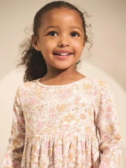 Online Next Floral Long Sleeve Ribbed Dress (3mths-7yrs)