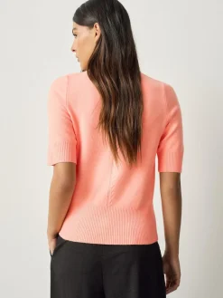 Clearance Next Fluro Coral Supersoft Short Sleeve Knitted Top