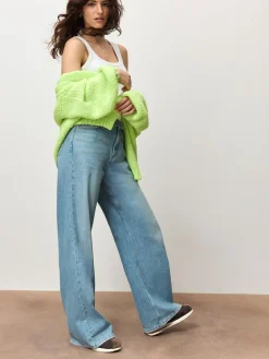 Best Next Fluro Green Soft Touch Chunky Knit Cardigan