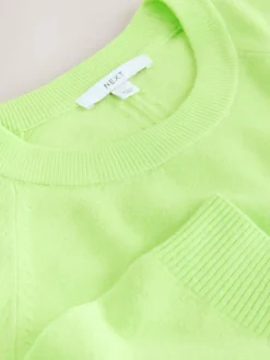 Next Fluro Green Supersoft Crew Neck Long Sleeve Jumper^Women Knitwear|Knitwear