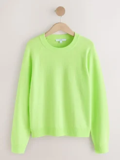 Next Fluro Green Supersoft Crew Neck Long Sleeve Jumper^Women Knitwear|Knitwear