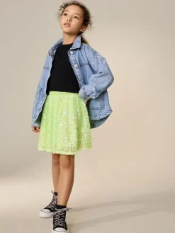 Next Sequin Skirt (3-16yrs) Fluro Yellow