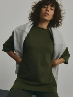 Next Forest Green Relaxed Fit Heavyweight Longline T-Shirt^Women Tops & T-Shirts