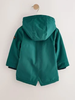 Best Next Forest Green Waterproof Borg Lined Parka Coat (3mths-7yrs)