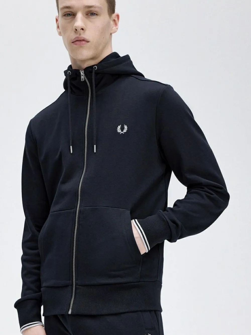 Fred Perry Navy Zip Up Hoodie^ Loungewear