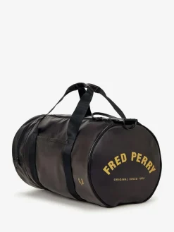 Hot Fred Perry Tonal Classic Barrel Black Bag
