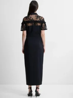 French Connection Black Miles Lace Mix Midi Dress^Women Maxi Dresses