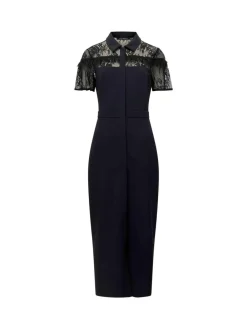 French Connection Black Miles Lace Mix Midi Dress^Women Maxi Dresses