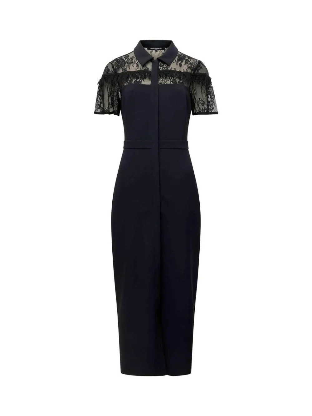 French Connection Black Miles Lace Mix Midi Dress^Women Maxi Dresses