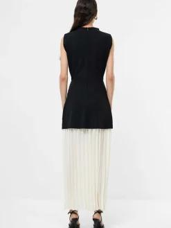New French Connection Black Zion Pleated Skirt Dress