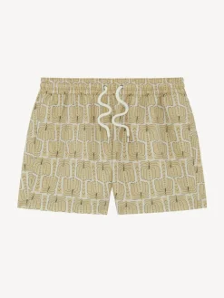 Hot Frescobol Carioca Rio Swim Shorts Cream Palmeira Print