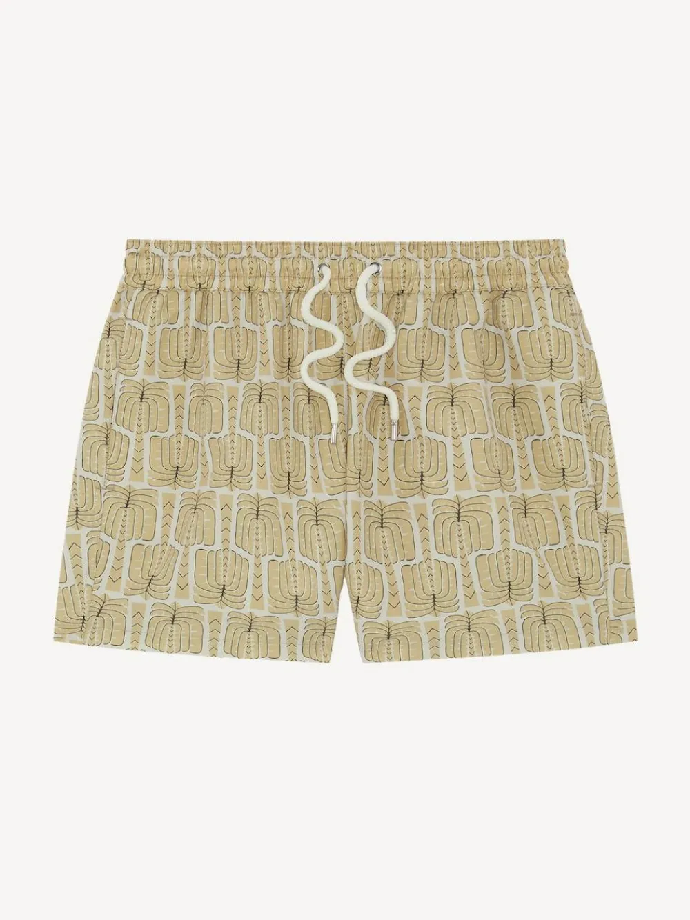 Hot Frescobol Carioca Rio Swim Shorts Cream Palmeira Print