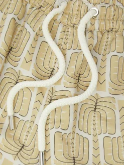 Hot Frescobol Carioca Rio Swim Shorts Cream Palmeira Print
