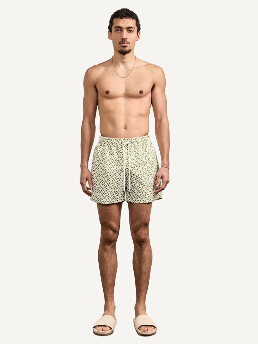 New Frescobol Carioca Rio Swim Shorts Natural Santos Lotus Print