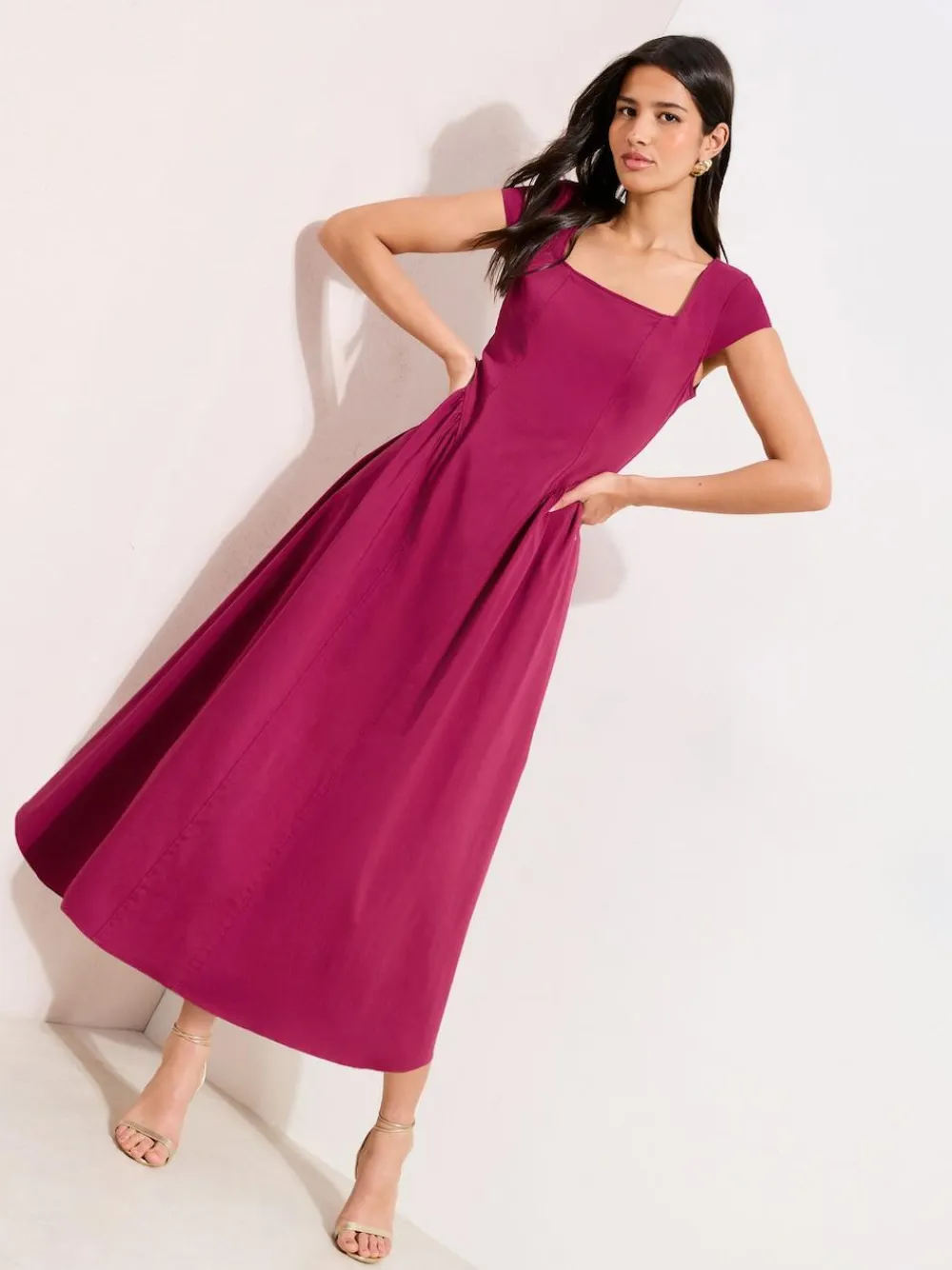 Friends Like These Square Neck Sculpting Stretch Midaxi Dress^Women Occasion Dresses|Midi Dresses