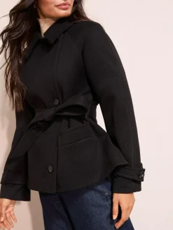 Outlet Friends Like These Short Belted Twill Collared Jacket Black