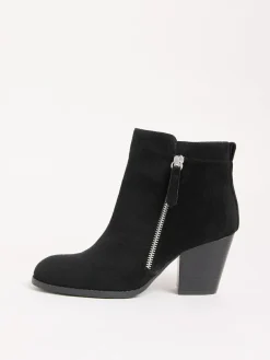 Hot Friends Like These Standard fit Stacked Heel Faux Suede Cuban Ankle Boots Black