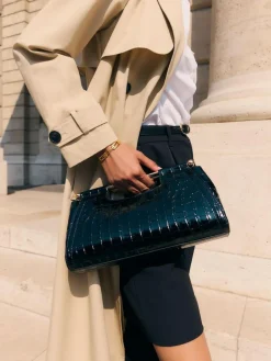 Friends Like These Black Croc Effect Grab Handle Clutch Bag^Women Bags