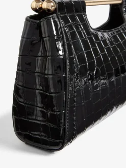 Friends Like These Black Croc Effect Grab Handle Clutch Bag^Women Bags