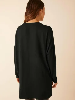 Online Friends Like These Black Soft Jersey V-Neck Long Sleeve Tunic Top