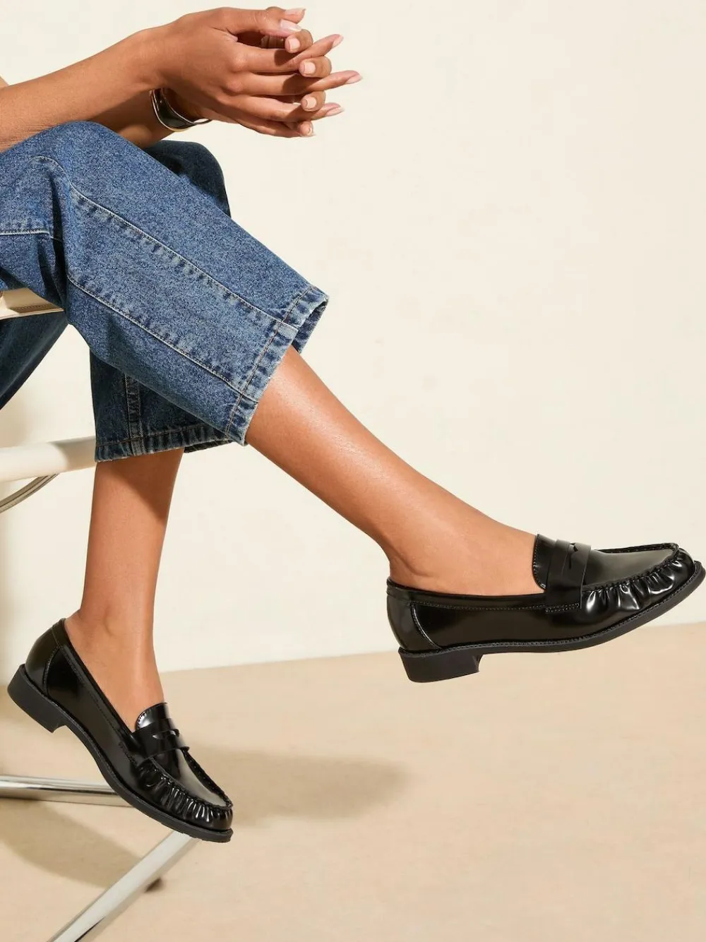 Friends Like These Flat Ruched Comfort Slip On Penny Loafers^Women Flats