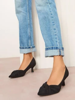 Friends Like These Standard Fit Twist Detail Kitten Heel Faux Suede Courts^Women Heels