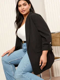 Friends Like These Curve Edge to Edge Tailored Sleeve Detail Blazer^Women Blazers|Suits & Tailoring