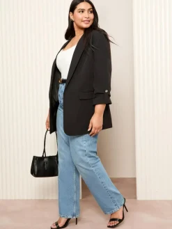 Friends Like These Curve Edge to Edge Tailored Sleeve Detail Blazer^Women Blazers|Suits & Tailoring